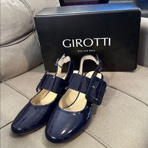 Girotti Navy Patent Leather Heels